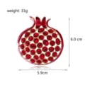 Pomegranate brooch detail view, red crystal alloy design, height 6.0cm, weight 33g pin accessory. - Style B362-A