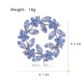 Broche couronne cristal bleu vintage branche d'olivier strass élégant bijoux femme - L034-K1 Style Bleu