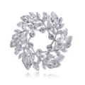 Exquise broche couronne en cristal pour femme, élégant bijou épingle feuille argentée. - L033-B Style Argent