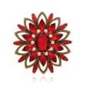 Vintage rojo cristal flor broche aleacion diamantes alfileres exquisito elegante moda joyas - Estilo Rojo (A125-A)