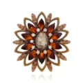 Broche de flor de cristal vintage para mujer, elegante joya de moda con pedrería. - Estilo Champaña (A125-C)