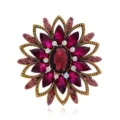 Broche vintage de flor con diamantes de imitación para mujer, joya de aleación de cristal exquisita. - Estilo Rosa (A125-D)