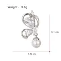 Elegant butterfly zircon brooch with hanging pearl, premium copper alloy fashion lapel pin. - G009-B