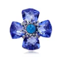 Prachtige blauwe kristal bloem magnetische broche, elegante pak lapel pin voor vrouwen. - Donkerblauwe Kristallen Bloem Stijl (C921-A)