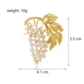 Retro goldene Trauben Perle Brosche edle Blätter Anzug Nadel elegante Bankett Schmuck - Vintage Traube Stil (C900-A)