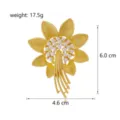 Elegant gold tone sunflower pearl brooch, luxury suit corsage accessory measuring 6.0x4.6cm. - Sunflower Style (C889-A)