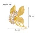 Matte goldene Blatt Strass Brosche Pin elegante Mode Blumen Korsage Kleidung Zubehör - Strass Cluster Stil (C896-A)