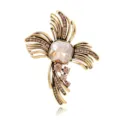 Broche vintage en strass doré, épingle de cristal floral élégant pour costume de femme. - Style Gemme Champagne Or Antique (C872-B)