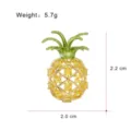 Pineapple brooch detail showing compact size, gold mesh design with yellow cubic zirconia stones. - Yellow Pineapple (G050-H)