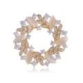 Gold-plated cat eye stone flower brooch elegant coat pin fashion jewelry accessory - Wreath Brooch (L035-H)