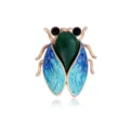 Exquisite Chinese style cicada brooch featuring faux jade and vibrant enamel lapel pin - Blue Gradient