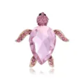 Elegant pink crystal turtle brooch pin, shining rhinestone gold tone animal lapel jewelry accessory. - Sea Turtle Shape (C929-B) / Pink