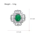 Spilla vintage stile palazzo con zircone cubico e pietra verde, dimensioni 2.3x2.4cm, 5.4g. - Spilla Floreale da Palazzo (G111-B)