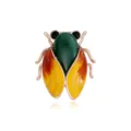 Exquisite Chinese style cicada brooch with enamel and imitation jade, elegant vintage jewelry. - Yellow Orange Gradient