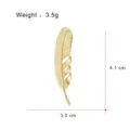 Gold feather brooch detail view, elegant metal pin accessory, lightweight 3.5g, compact 4.1cm. - Gold Feather Style (G013-H)