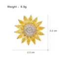 Broche tournesol exquise avec cristaux marquise jaunes et strass clairs, taille de 2.2cm. - Floral de Tournesol