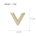 Spilla pendente a forma di V dorata con cristalli scintillanti e specifiche di misura precise. - Stile Forma V in Strass (G020-H)