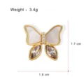 Exquisite copper gold-plated mother-of-pearl butterfly brooch featuring sparkling crystal accents. - G036-H (Lapel Pin)