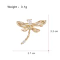 Elegant gold plated crystal dragonfly brooch, lightweight fashion lapel pin, 2.7x2.2cm - G077-H