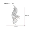 Zirconia pearl angel wing brooch, elegant Korean style fashion jewelry, detailed size specs. - Angel Wings Style (L005) / Silver