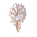 Elegante spilla floreale in strass, accessorio con perno in cristallo dorato da donna. - Bianco (A124-A)