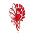 Elegante spilla con strass di cristallo rosso da donna lusso gioielli accessori floreali - Rosso (A124-B)