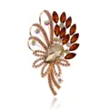 Elegante spilla in strass con cristalli champagne, accessorio floreale di lusso. - Champagne (A124-C)