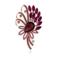 Elegante spilla in strass di cristallo per donna, lussuoso accessorio floreale placcato in oro. - Fucsia (A124-D)