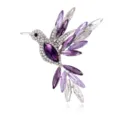 Closeup detail of sparkling purple crystal hummingbird brooch rhinestone elegant close up - Purple Hummingbird Style (B355-A)