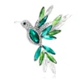 Exquisite rhinestone hummingbird brooch detail view, shining crystal green bird coat accessory. - Green Hummingbird Style (B355-C)