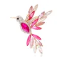 Exquisite hummingbird rhinestone brooch, elegant gold-tone metal crystal lapel pin for suit. - Pink Hummingbird Style (B355-D)