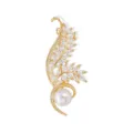 Exquisite gold-plated pearl zircon brooch, elegant wing design suit pin for women accessory. - Angel Wings Style (L005) / Gold