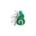 Broche gourde en pierre précieuse verte avec symbole porte-bonheur chinois, style rétro. - Broche Gourde Caractère Fu (G002-B)