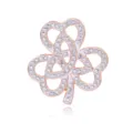 Elegant rhinestone clover brooch, fashion hollow rose gold pin for women scarf buckle. - Rose Gold White Rhinestone Style (C765-A)