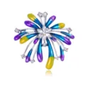Stupenda spilla a forma di fuoco d'artificio in smalto colorato con strass, gioiello. - Stile C770-D / Sfumatura Blu-Viola