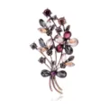 Vintage rhinestone flower bouquet brooch elegant crystal bow metal pin for women clothing - Bouquet Bowknot Style (C575-B)