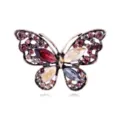 Vintage butterfly brooch featuring colorful rhinestones set in antique gold alloy. - Vintage Butterfly Style (C795-A)