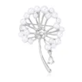 Elegante Löwenzahn Perlen Brosche Silber Ton Kristall Blume Anstecknadel Damen Schmuck - Silber