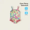 Grazioso costume da bagno intero floreale per bambina piccola per le vacanze estive al mare. - 80 / Arcobaleno
