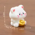 Cute miniature white fortune cat figurine holding gold ingot for desktop decoration 2.3cm - Style 2 Wealth / 2.3x1.9x2.0cm