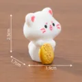 Miniature creative white lucky cat figurine with gold coin accessory, size 2.5cm tall for DIY - Style 4 Treasure / 2.5x1.7x1.9cm