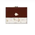 Portefeuille court à trois volets pour femmes avec de jolis motifs fleurs et abeilles. - Bordeaux