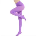 Collant coprenti viola 100D in velluto con piedi per donna, ideali per lo stile autunnale - Viola