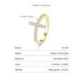Elegante 14K goud gevulde ring met 1,75 mm moissanite kruis en minimalistisch ontwerp dames - Amerikaanse Maat 4.5 / Moissanite Kruis Stijl / Goud