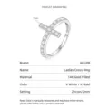 Elegante 14k goudgevulde kruisring voor dames met fonkelende 2mm ronde zirkonia steentjes - Maat 5 / Eenvoudig Kruis Stijl / Zilver