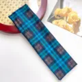 Diadema deportiva de cuadros azules, cinta de pelo elástica para uso diario y fitness. - Azul Pavo Real