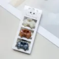 Jolie pince à cheveux marbrée lot de 3 nœud petit clip latéral élégant accessoire fille - Style Nœud Papillon Ensemble / Série Café