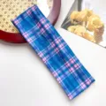 Cinta de pelo deportiva de cuadros azul rosa diadema de fitness elástica suave sudadera - Azul y Rosa