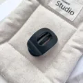 Close-up detail of a matte black mini hair claw clip featuring a sleek flat oval hollow design. - 5cm PS Round Grab Clip (20260515e) / Oval-Matte Black