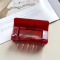 Κόκκινο ημιδιαφανές τετραγωνικό κλιπ μαλλιών για γυναίκες, κομψό τσιμπιδάκι αλογοουράς. - Διαφανές Κρασί Κόκκινο